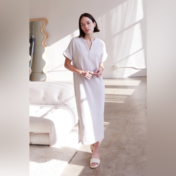 It Is Well Mandarin Gauze Dress in Natural size S - Picture 1 of 13